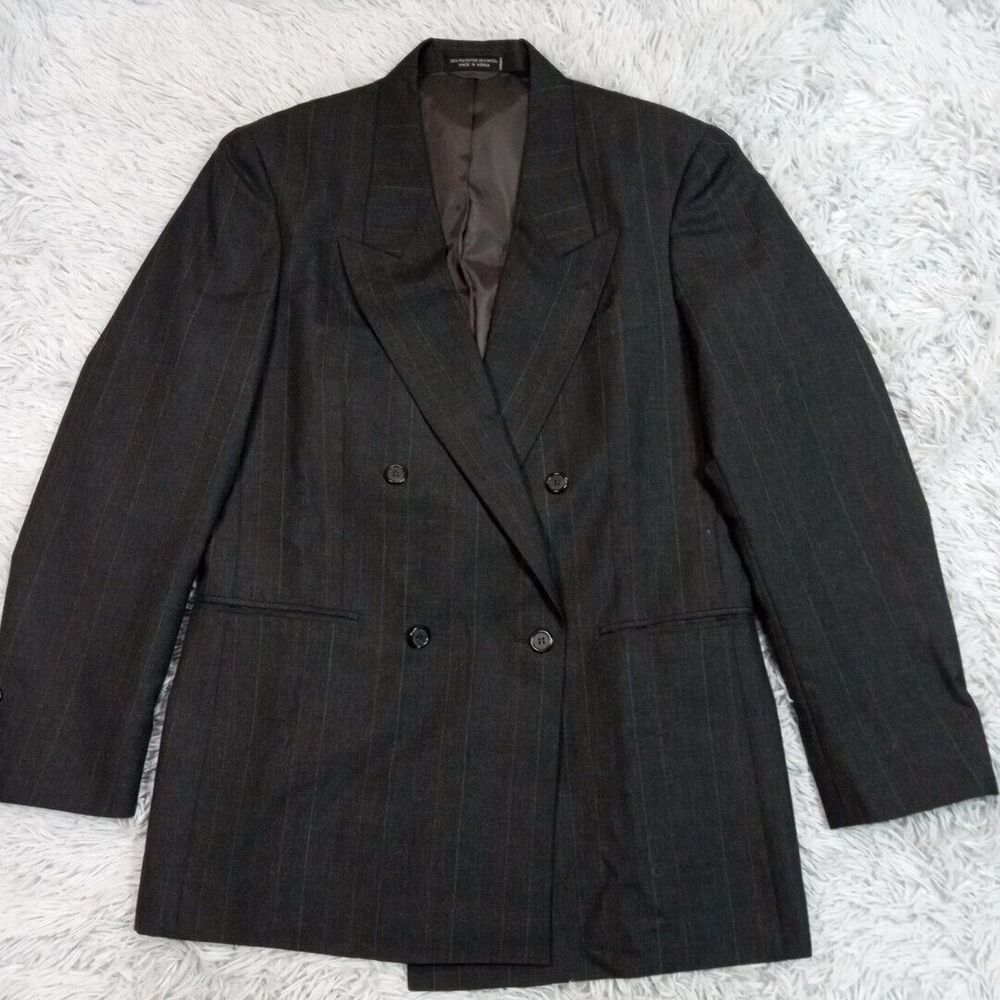 Vintage Foreman & Clark Suit Jacket Womens  Gray 18 Wool‎ Blend Career Stripes